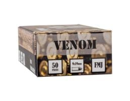 Venom Ammo 9mm 124Gr FMJ Ammo 50rds - 9MM124FMJ-V50