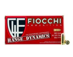 Fiocchi Range Dynamics 95GR FMJ 380 ACP Ammo, 100rd - 380ARD10