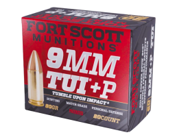Fort Scott Munitions 9mm+P Tumble Upon Impact 80GR SCS Ammo,  20Rds - 9MM+P-080-SCV