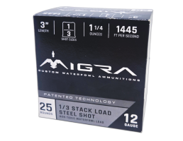 Migra Steel Waterfowl Staxd Load 12 Gauge 3" #1 & #3, 1.25oz, 25rds - M12SS13