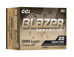 CCI Blazer 9mm Luger 115gr JHP Ammo, 20 rds - 5239A