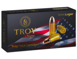TROY 9MM 115GR FMJ Ammo, 50rds - YTR9M115FMJ