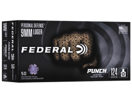 Federal Personal Defense 9mm Luger 124gr PUNCH JHP Ammo, 50rd - PD9P1G