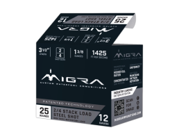Migra Steel Waterfowl 12 Gauge 3-1/2in 1-3/8 oz #2/4 Stacked Load, 25rds - M12LSS24