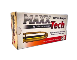 Maxx Tech 9mm 124gr FMJ Ammo, 50rd - PTGB9124B