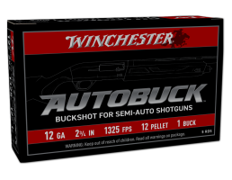 Winchester Autobuck 12 Gauge 2-3/4" #1 Buck 12 Pellets Shotshells, 5Rds