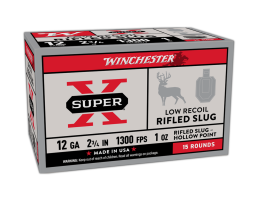 Winchester Super-X Low Recoil 12 Gauge 2-3/4" 1oz HP Rifled Slugs, 15Rds