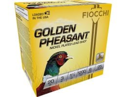 Fiocchi 20ga 3" 1-1/4oz #6 Golden Pheasant Shotshell Ammunition, 25 Round Box - 203GP6