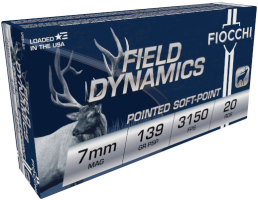 Fiocchi Shooting Dynamics 7mm Ammo 139 Grain Pointed Soft Point, 20rd 