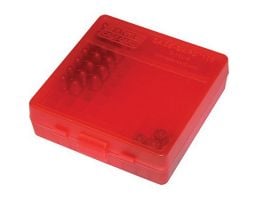 MTM Case Gard P-100 9mm/.380 ACP/.30/.32 S&W/9mm Makarov 100 Round Flip-Top Ammo Box, Clear Red - P-100-9-29