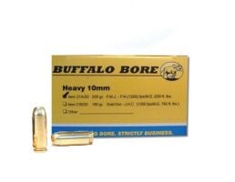 Buffalo Bore Heavy 10mm Auto 200 grain Full Metal Jacket Flat Nose Pistol and Handgun Ammo, 20/Box - 21A/20