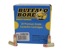 Buffalo Bore 9mm Luger +P+ 124 grain Jacketed Hollow Point Pistol and Handgun Ammo, 20/Box - 24B/20