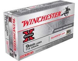 Winchester 9mm 115gr SilverTip Hollowp Point Super-X Ammunition 50rds - X9MMSHP