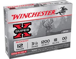 Winchester 12ga 3.5" 18 Pellet 00 Buck Shotshell Ammunition 5rds - XB12L00