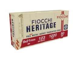 Fiocchi Heritage 9x21mm 123 gr FMJTC 50rds Handgun Ammo for Reliable Performance and Accuracy - 9X21