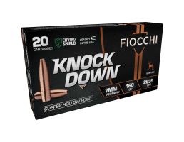 Fiocchi KnockDown 7mm Remington Magnum 160 gr LFCHP 20rds Rifle Ammo for Powerful Performance - 7RMCHA