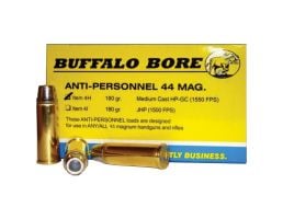 Buffalo Bore Anti-Personnel 44 Rem Mag 180 grain Medium Cast Hollow Point - Gas Checked Pistol and Handgun Ammo, 20/Box - 4H/20