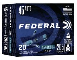 Federal Syntech Defense 205 gr Segmented Hollow Point .45 ACP Ammo, 20/box - S45SJT1