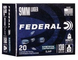 Federal Syntech Defense 9mm Ammo 138 gr SHP, 20rds - S9SJT1