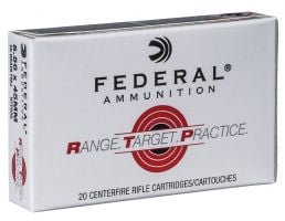 Federal Premium Range and Target 55 gr Full Metal Jacket .223 Rem/5.56 Ammo, 20/box - RTP556