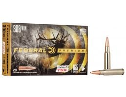 Federal Premium Barnes TSX 165 gr Triple-Shock X .308 Win Ammo, 20/box - P308H