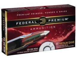 Federal Premium 110 gr Nosler AccuBond .25-06 Rem Ammo, 20/box - P2506A1