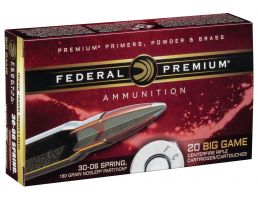 Federal Premium 180 gr Nosler Partition .30-06 Spfld Ammo, 20/box - P3006F