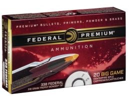 Federal Premium 200 gr Trophy Bonded Tip .338 Federal Ammo, 20/box - P338FTT2