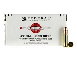Federal Premium Range and Target 40 gr Copper-Plated Round Nose .22lr Ammo, 50/box - RTP2240