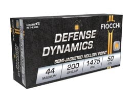 Fiocchi Defense Dynamics .44 Rem Mag 200gr Semi-Jacketed Hollow Point Ammo, 50rds - 44B500