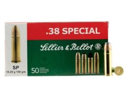 Sellier & Bellot 158 gr Semi-Jacketed Soft Point .38 Spl Ammo, 50/box - SB38C