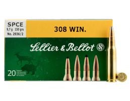 Sellier & Bellot 147 gr Full Metal Jacket .308 Win/7.62 Ammo, 20/box - SB308A
