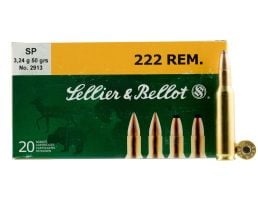 Sellier & Bellot 50 gr Semi-Jacketed Soft Point .222 Rem Ammo, 20/box - SB222A