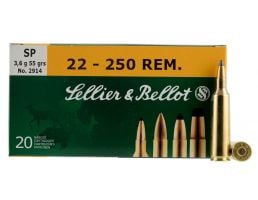 Sellier & Bellot 55 gr Semi-Jacketed Soft Point .25-250 Rem Ammo