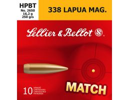 Sellier & Bellot 250 gr Hollow Point Boat Tail .338 Lapua Mag Ammo, 10/box
