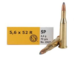 Sellier & Bellot 70 gr Semi-Jacketed Soft Point 5.6mmx52R Ammo, 20/box - SB5652RA