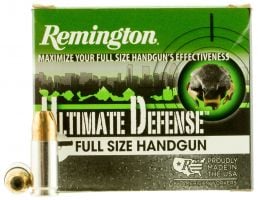 Remington Ultimate Defense Full-Size Handgun 147 gr Brass Jacket Hollow Point 9mm Ammo, 20/box - HD9MMC