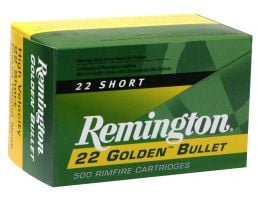 Remington 22 Golden Bullet 40 gr Plated Lead Round Nose .22lr Ammo, 50/box - 1522