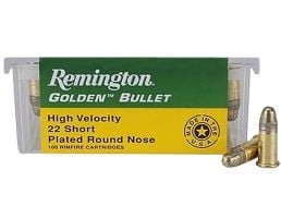 Remington 22 Golden Bullet 29 gr Plated Lead Round Nose .22 Short Ammo, 100/box - 1000