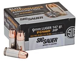 SIG Sauer Elite Perf V-Crown 147 gr JHP 9mm Ammo, 50/box  for sale