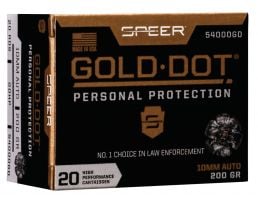 Speer Gold Dot 200 gr Hollow Point 10mm Ammo, 20/box - 54000GD