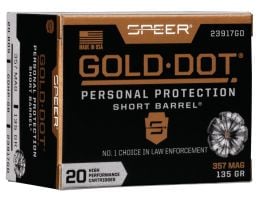 Speer Gold Dot Short Barrel 135 gr Hollow Point .357 Mag Ammo, 20/box - 23917GD