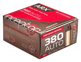 Inceptor Preferred Defense 56 gr ARX .380 Auto Ammo, 25/box - 380ARXBR25