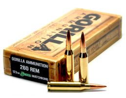 Gorilla Ammunition 123 gr Sierra MatchKing .260 Rem Ammo, 20/box - GA260123SMK