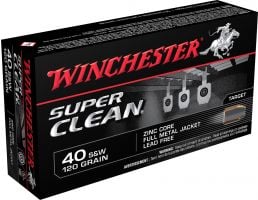 Winchester Ammunition Super Clean 120 gr Full Metal Jacket .40 S&W Ammo, 50/box - W40SWLF
