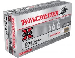 Winchester Super-X 9mm Ammo 124 Grain Brass Enclosed, 50rds