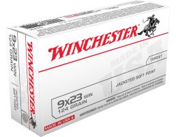 Winchester Ammunition USA 124 gr Jacketed Soft Point 9x23mm Win Ammo, 50/box - Q4304