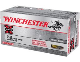 Winchester Ammunition Super-X 40 gr Power-Point Hollow Point Copper-Plated .22lr Ammo, 50/box - X22LRPP