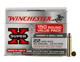 Winchester Ammunition Super-X 40 gr Jacketed Hollow Point .22 WMR Ammo, 150/box - X22MH150