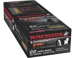 Winchester Ammunition Varmint-HV 30 gr Jacketed Hollow Point .22 WMR Ammo, 50/box - S22M2